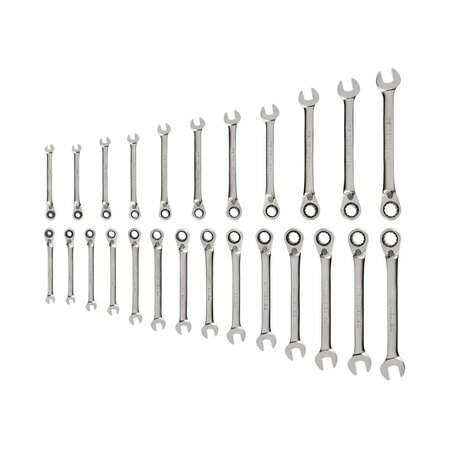 TEKTON Reversible 12-Point Ratcheting Combination Wrench Set, 25-Piece 1/4-3/4 in., 6-19 mm WRC94004
